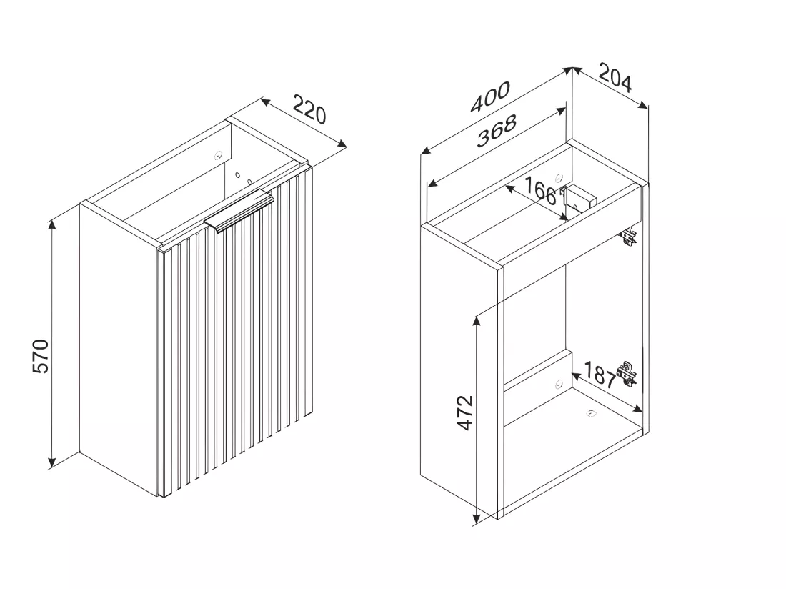 Meuble sous lavabo de salle de bain - Gris roche et chêne Wotan - L40-H57-P46 - LUXILO