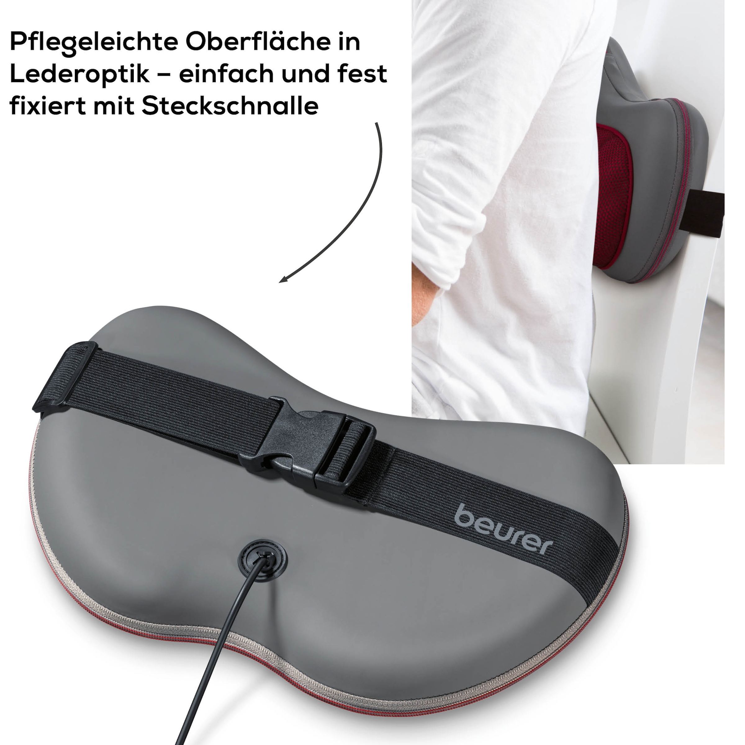 BEURER Shiatsu-Massagekissen »MG 149 für wohltuende Shiatsu-Massagen mit 4 Massageköpfen« Mit Licht- und Wärmefunktion, waschbarer Bezug bei 30°C