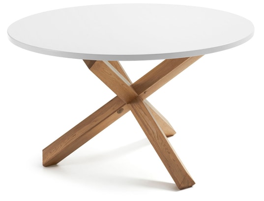 LF - Table de salle à manger Nori table blanche/bois diamètre 120 cm