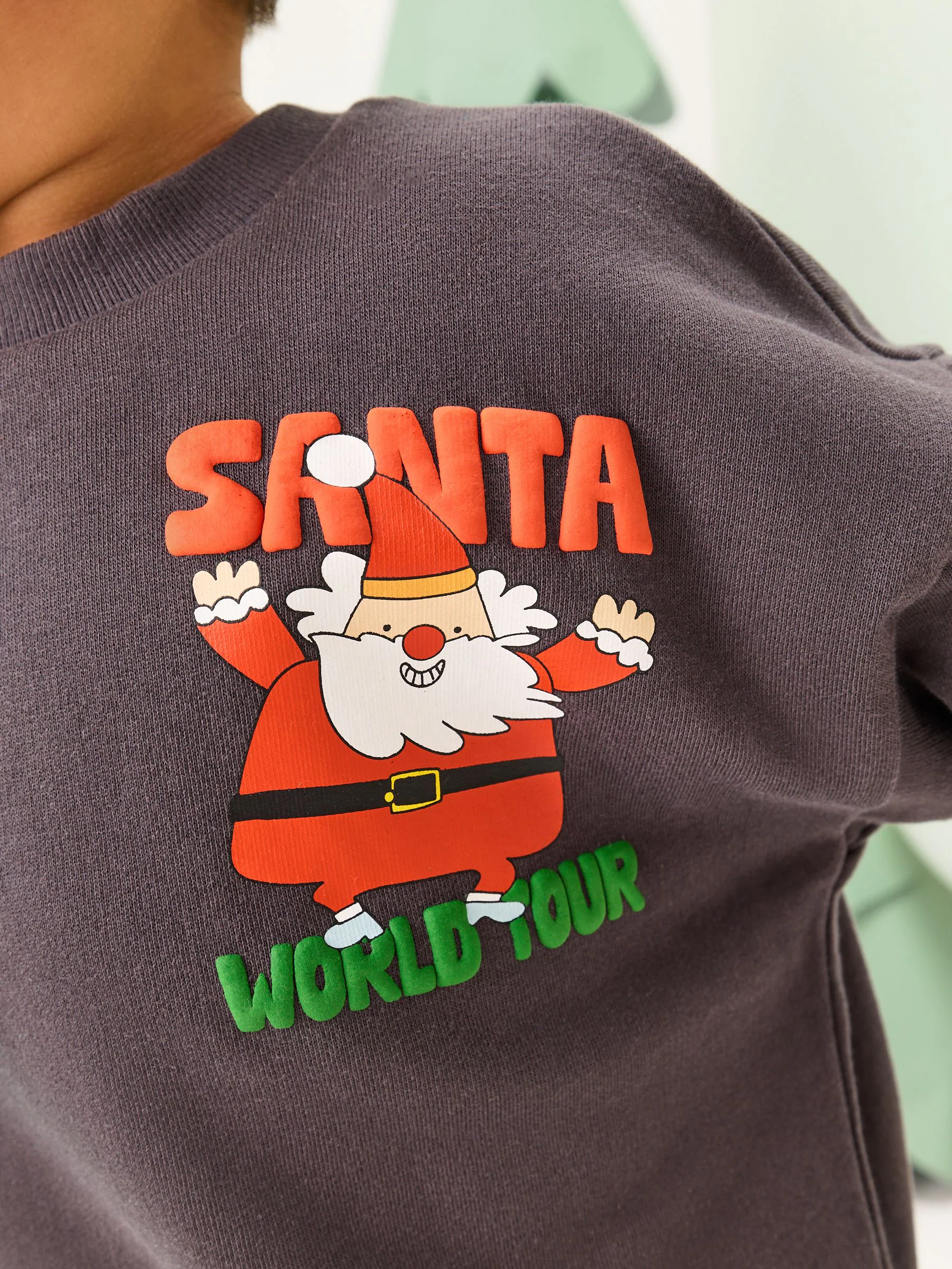 Antraciet - Kersttrui met ronde hals (3mnd-7jr)