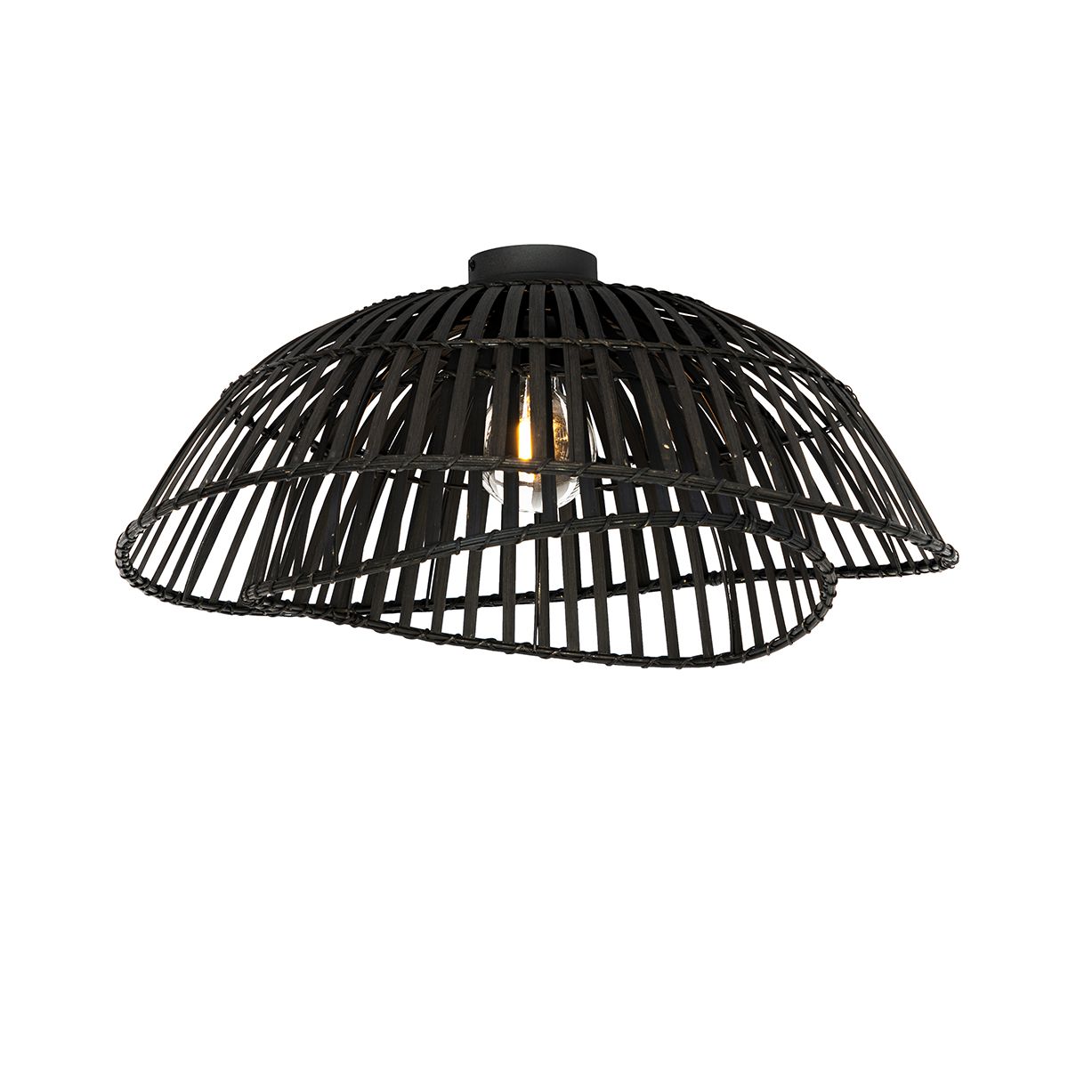 Oosterse plafondlamp zwart bamboe 62 cm - Pua