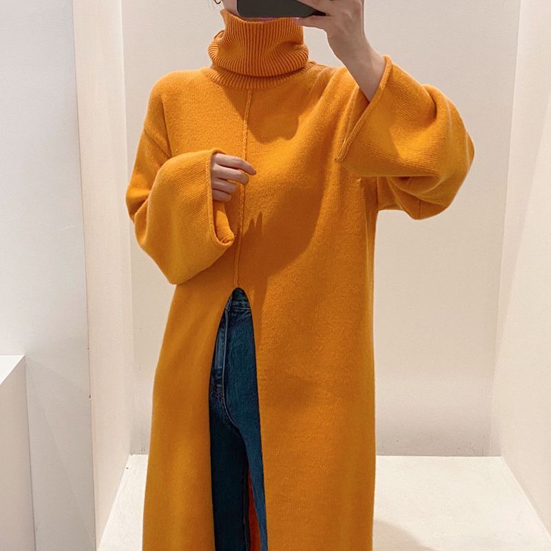 Coris - Midi-jurk met col en lange mouwen