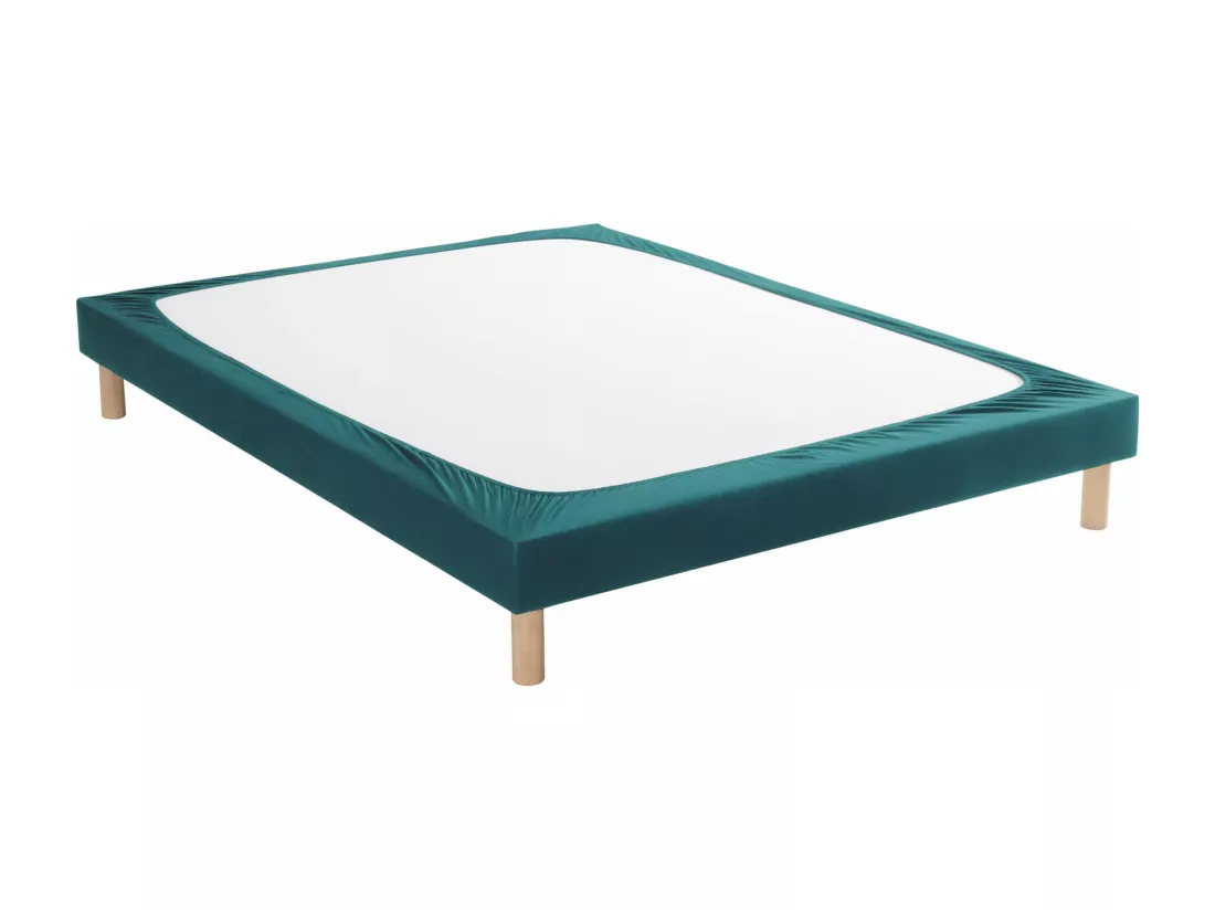 Cache-sommier coton jersey bleu canard 140x190 à 150x200