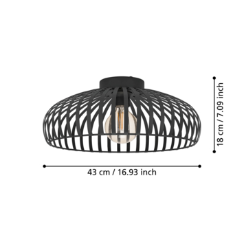 Eglo plafondlamp Mogano-3 Ø 40 cm zwart