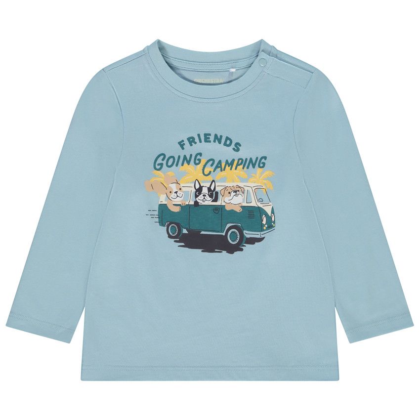 T-shirt manches longues print fantaisie pour bébé garçon - Bleu moyen