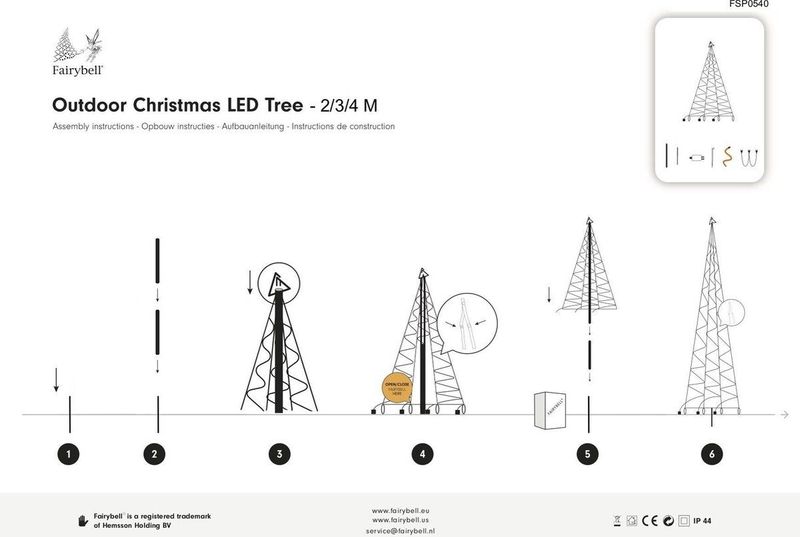Fairybell LED Kerstboom voor buiten inclusief mast - 4 meter - 640 LEDs - Multi colour