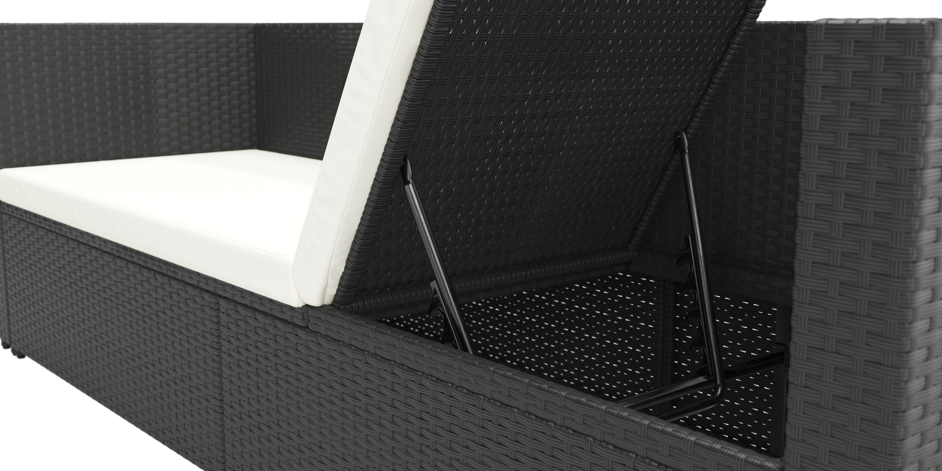 Rattan Sofaliege CAIRNS schwarz/weiss