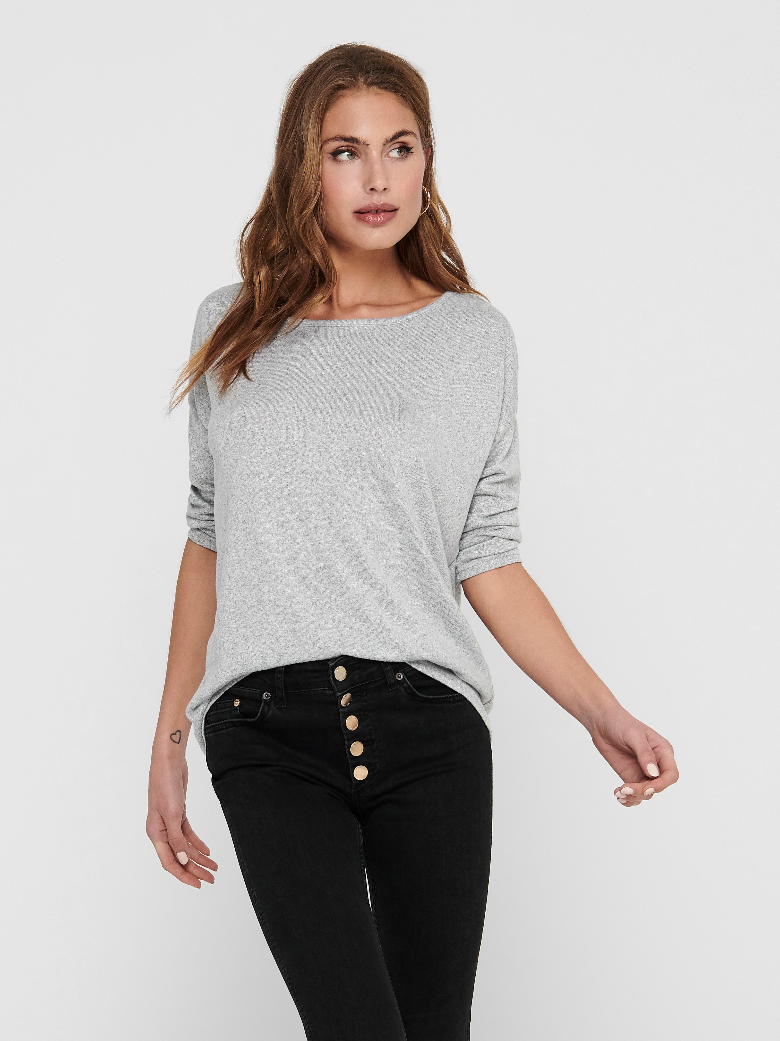 ONLELCOS Top Light Grey Melange