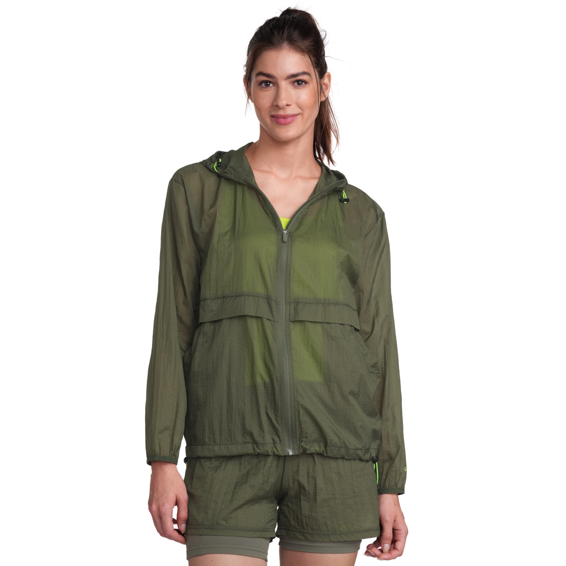 Gina Sports Damen Sport-Jacke mit Kapuze dunkelgrün