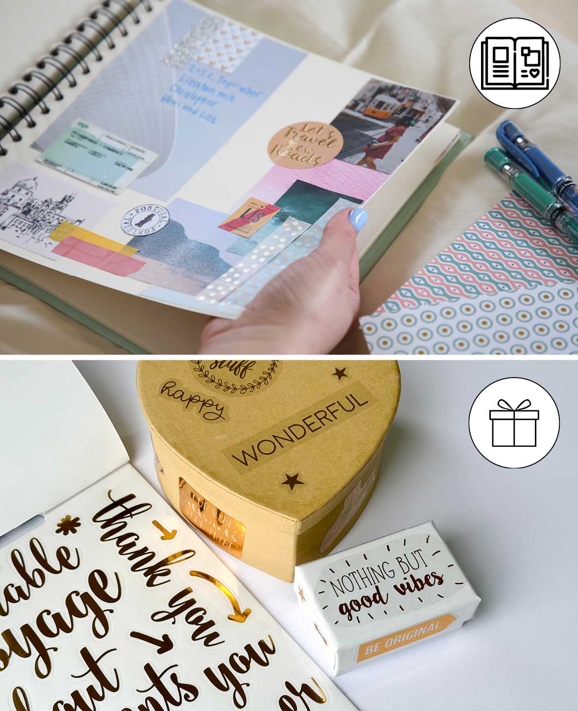 (154er Set) Stickerbook Sprüche Dekosticker Aufkleber DIY Design - Gold