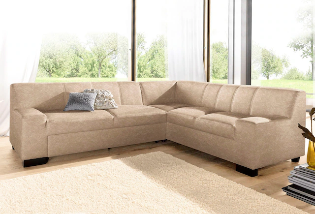 DOMO collection Ecksofa »Norma, moderne Armlehnen, zeitlos  und elegant, Breite 247cm, L-Form« wahlweise mit Bettfunktion