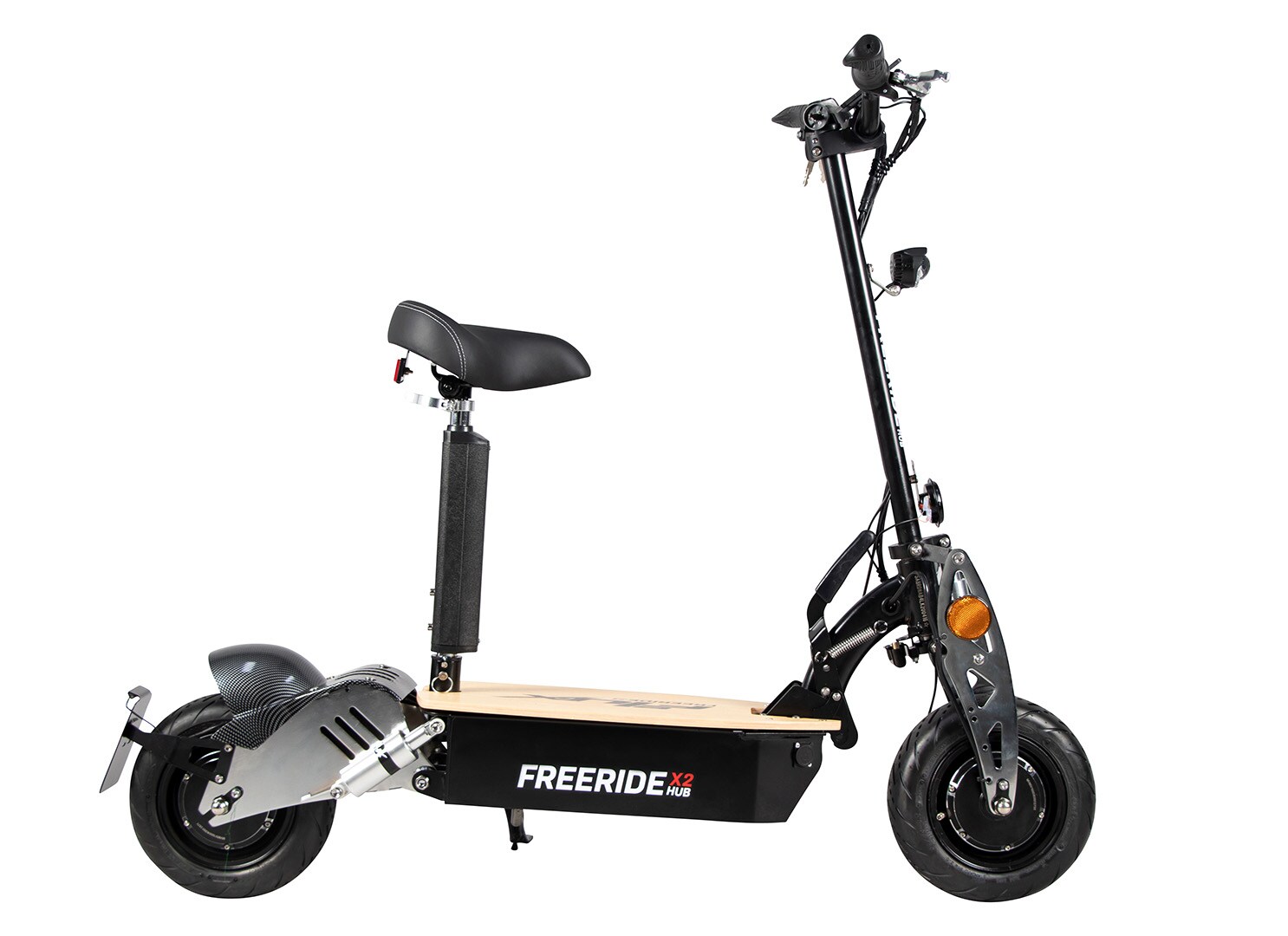eFlux Freeride X2, E-Scooter mit Straßenzulassung, Hub-Version, Sitz, 2500 Watt, 45 km/h, Easy-Fold (Schwarz)