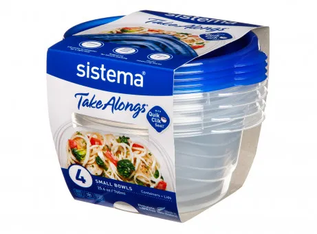Sistema 760ml Small Bowl 4 Pack, Skål, Rund, 0,76 L, Blå, Transparent, Polypropylen (PP), New Zealand