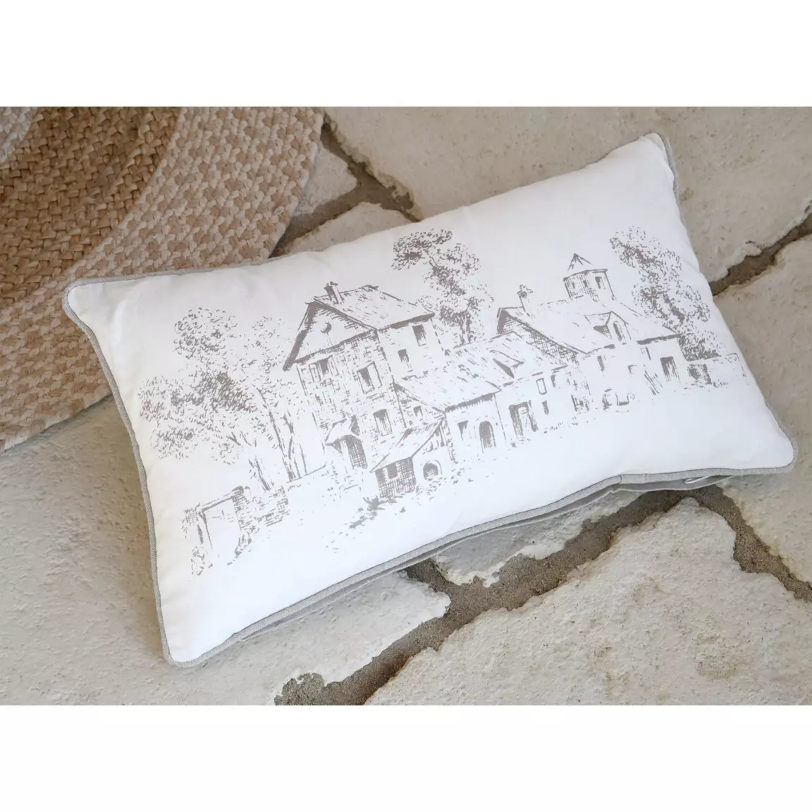 Coussin rectangulaire coton (50 cm) Sophie Ecru