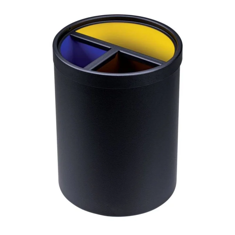 JVD - Poubelle de tri sélectif - Noir – 3 bacs colorés