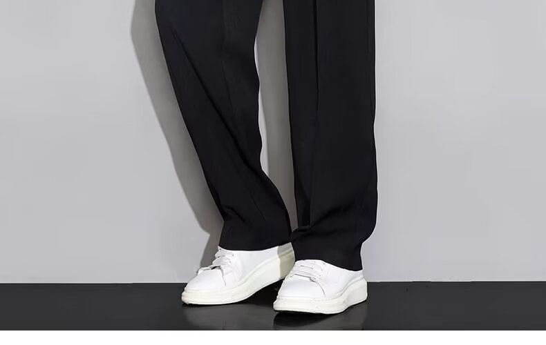 Cowpow - Mid Rise Plain Loose Fit Dress Pants