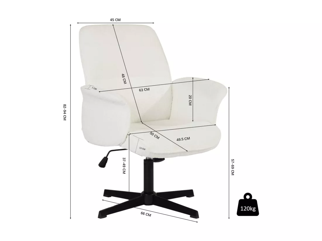 Fauteuil de bureau ergonomique pivotante avec accoudoirs en tissu beige THOMASINA RELAX