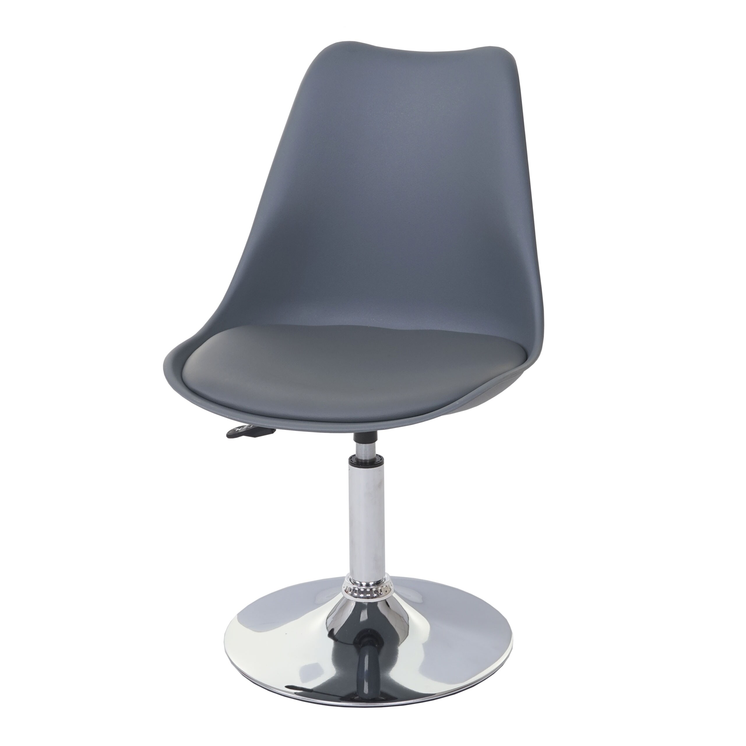 6er-Set Esszimmerstuhl Vaasa T501, Stuhl Küchenstuhl, höhenverstellbar drehbar, Kunstleder ~ dunkelgrau, Chromfuß
