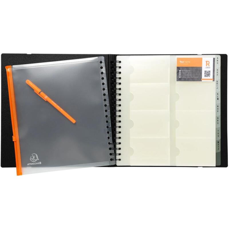 Porte cartes de visite Exacard à pochettes détachables 320 cartes Exactive® - 26,5x25cm - Noir