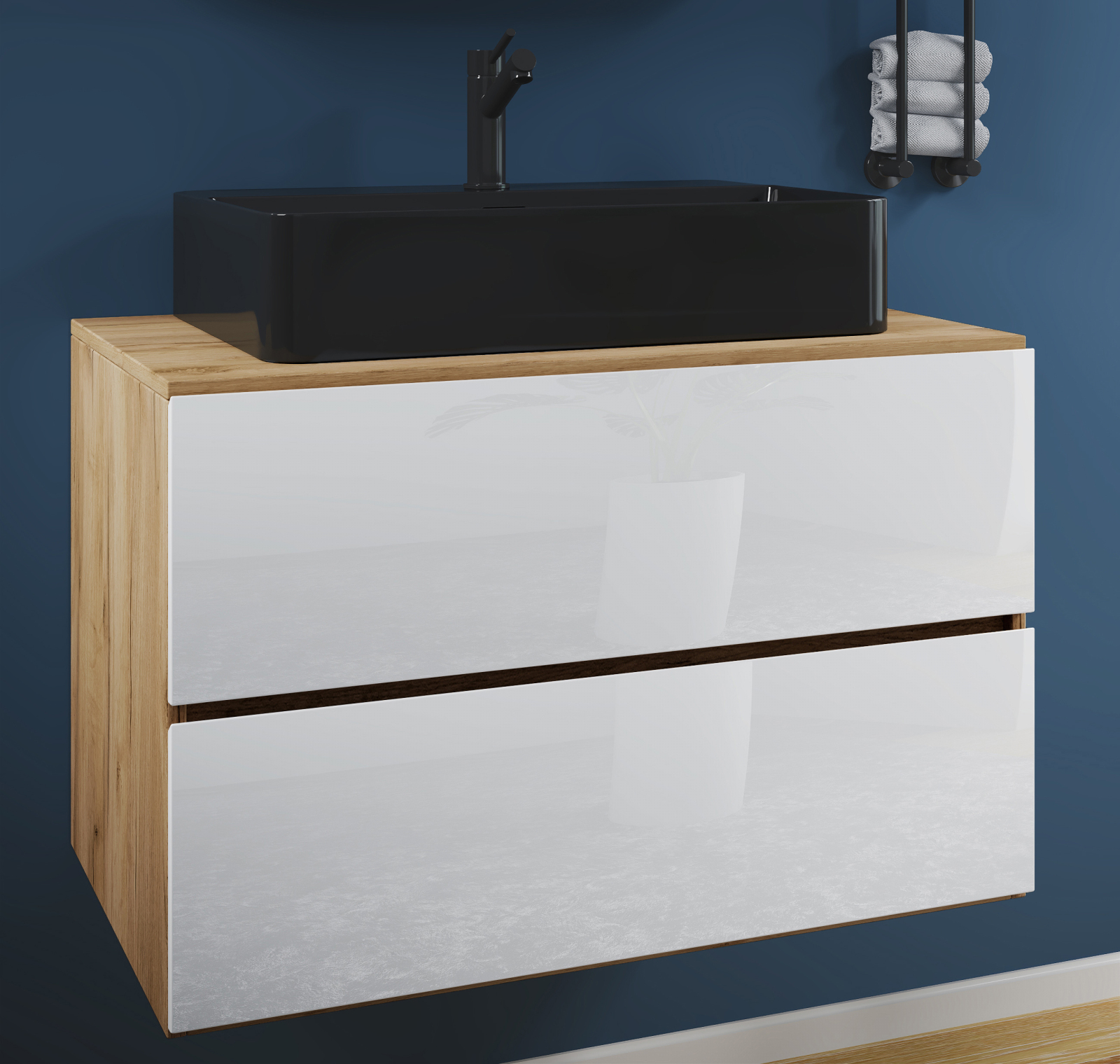Waschtisch LENDAS BL S - Honig-Eiche-weiß - 80 cm