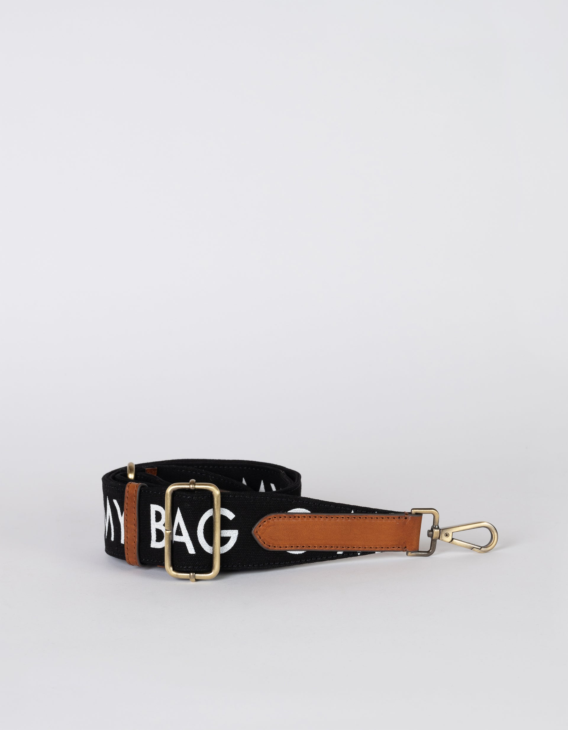Canvas Logo Strap - Black & Cognac Classic Leather