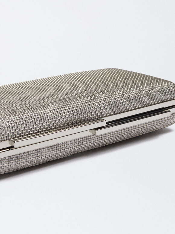 Clutch de festa com alça de corrente - Prateada