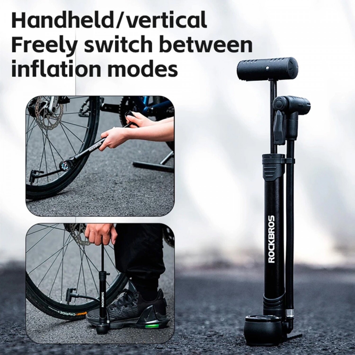 Fahrradpumpe mit Manometer – Schwarz Passend für verschiedene