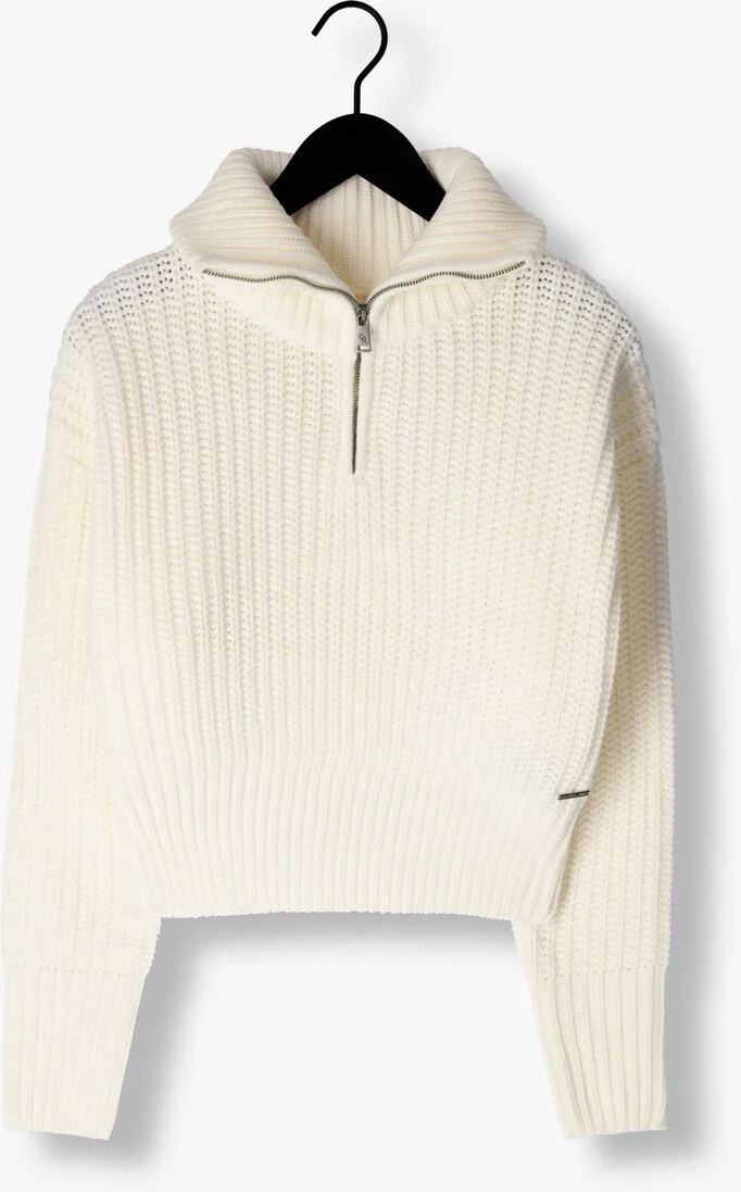 COLOURFUL REBEL witte colourful rebel trui yfke knitwear zip pullover