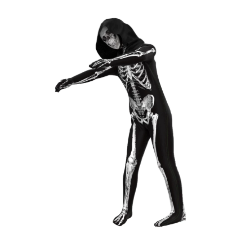 (170cm) Fasnachts Erwachsenen Kostüm Skelett Overall Verkleidung für Motto Partys / Halloween - Schwarz