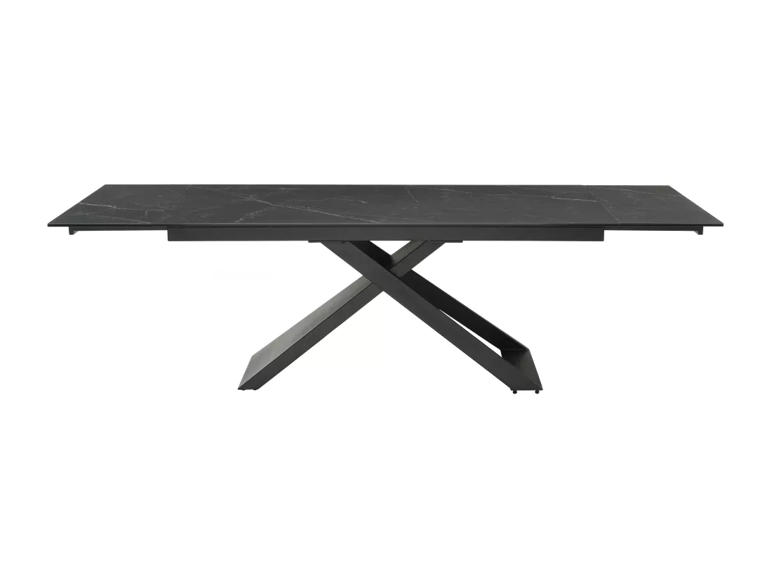 Table à manger extensible 6 à 10 personnes en céramique, verre trempé et métal - Effet marbre noir - XERENA de Maison Céphy