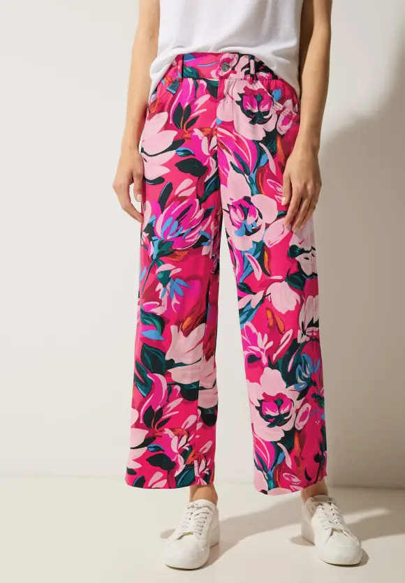 Viskose Casual Fit 7/8 Hose - berry rose