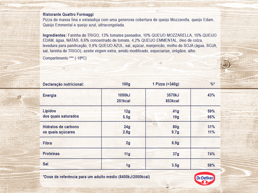 PIZZA DR.OETKER RISTORANTE QUATRO FORMAGGI 340G