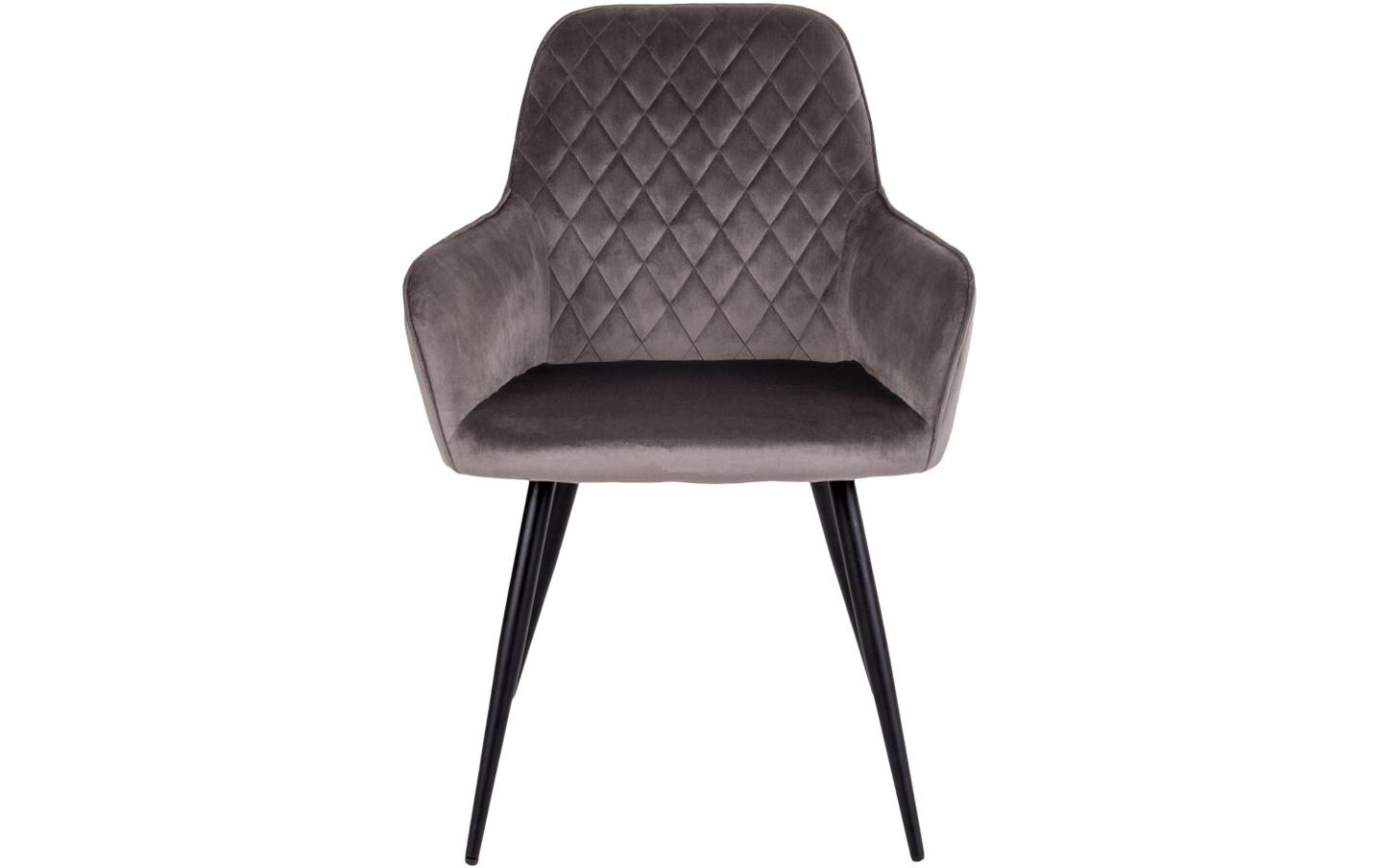 Stuhl Harbo 65 x 57 x 87, Grau/Schwarz, 2 Stück<br>Esszimmerstuhl mit Armlehnen und Rautensteppung