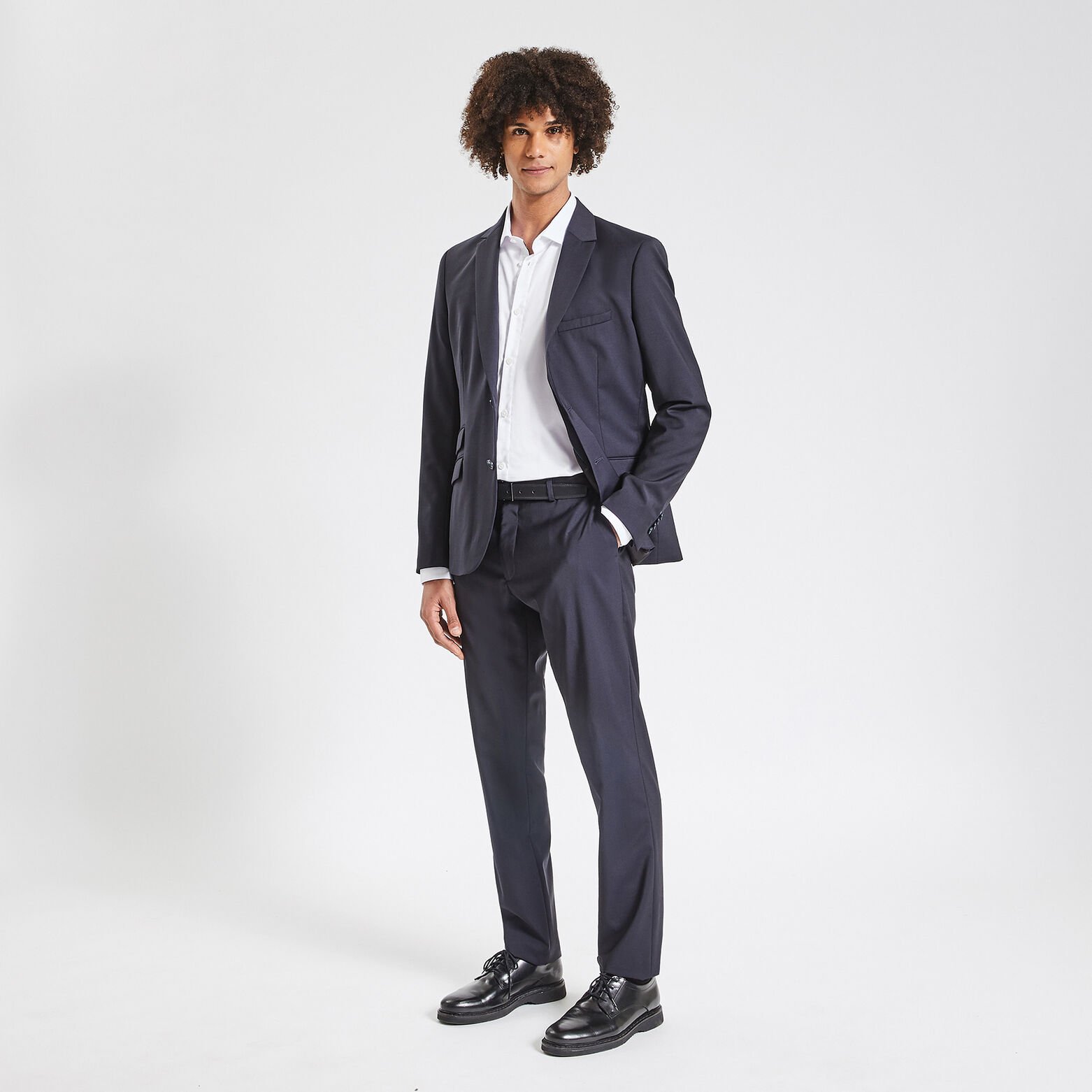 Chemise regular sans repassage unie coton Blanc