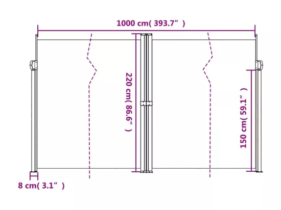 Auvent latéral rétractable taupe 220x1000 cm