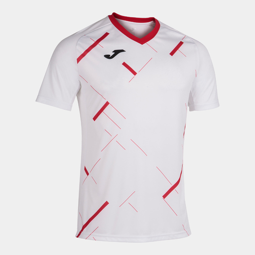 Camiseta Joma Tiger III de manga curta branca e vermelha