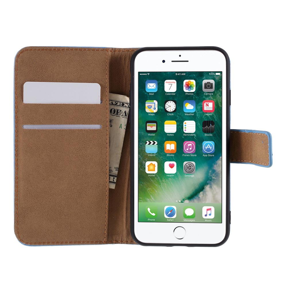 iPhone SE (2022/2020) / 8 / 7 Echtleder Tasche Flip Cover mit Karten Etui - Braun