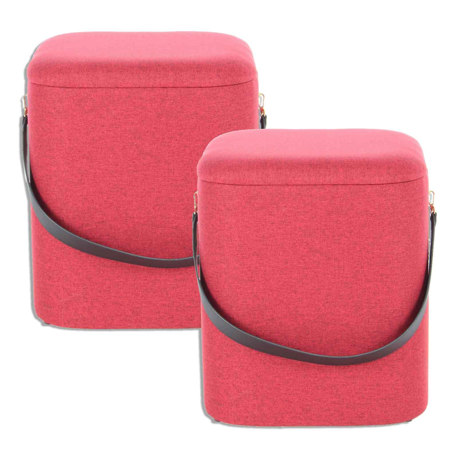 2er-Set Hocker ARABELLA 225 - rot-schwarz - ineinander stapelbar