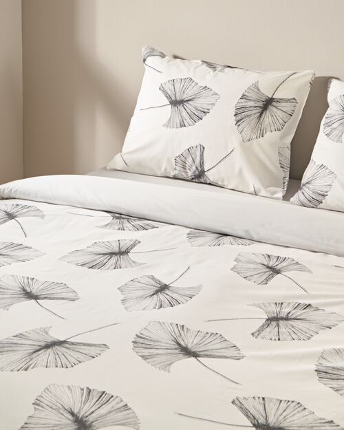 housse de couette en coton doux 200x200/220 feuilles dessinées