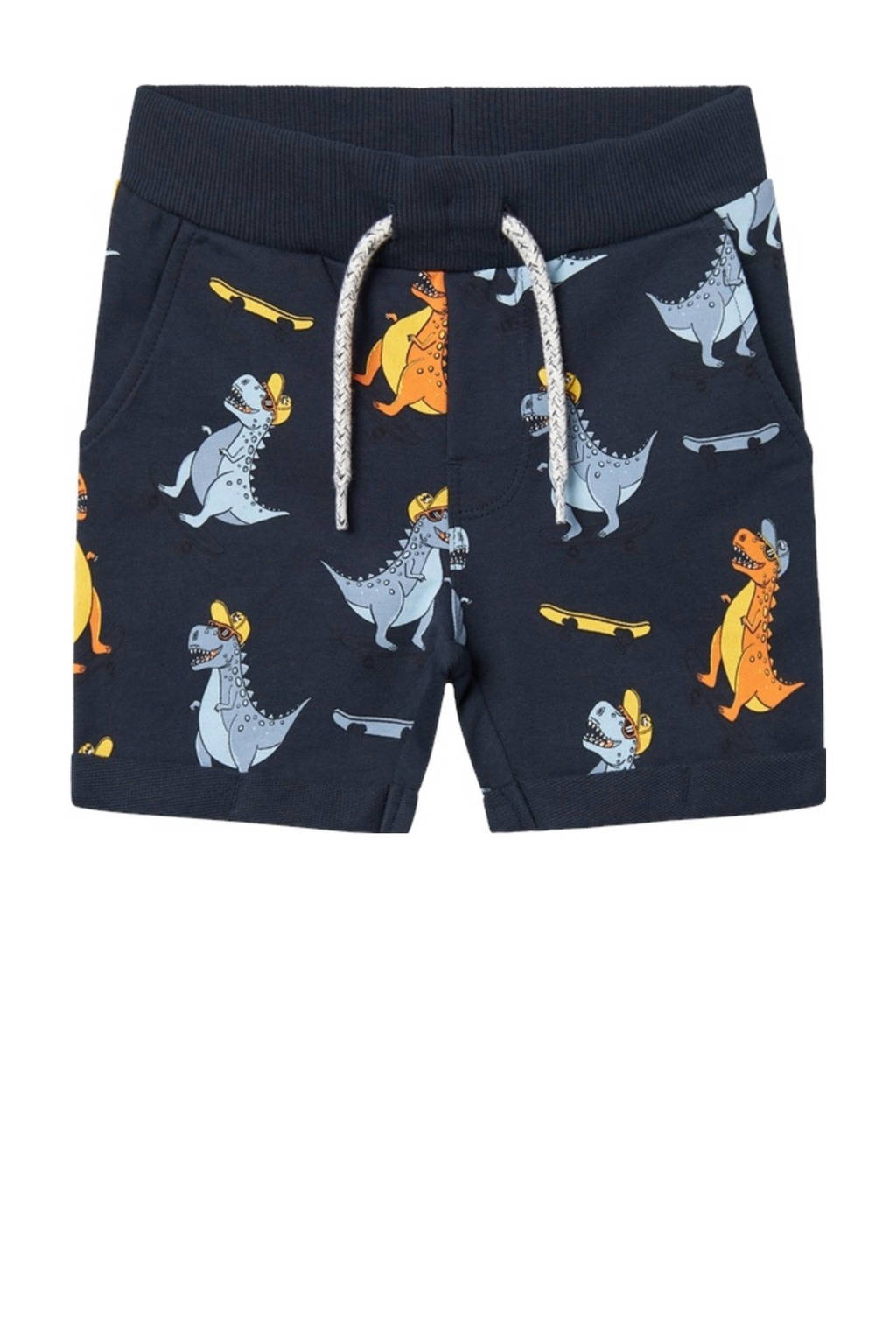 NAME IT regular fit sweatshort NMMVERMO met all over print donkerblauw/lichtblauw/oranje