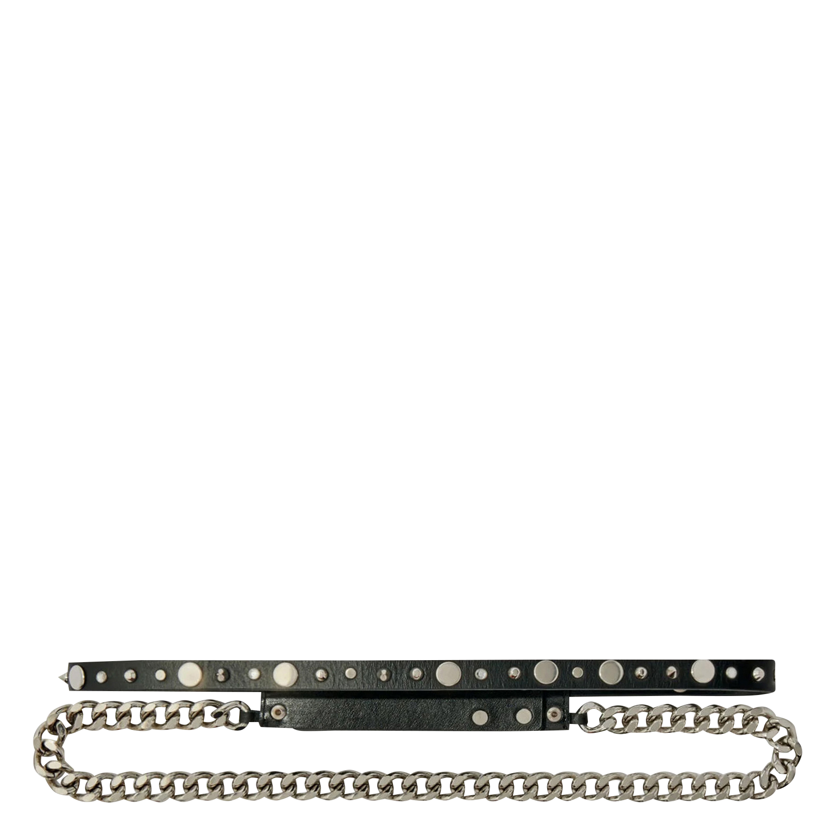CLOVER - Double ceinture en cuir et chaîne| Noir