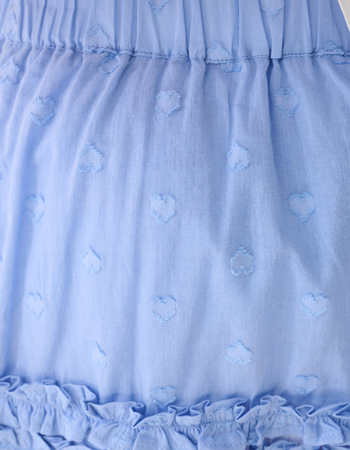Ruffle Heart Mini Rok Lichtblauw