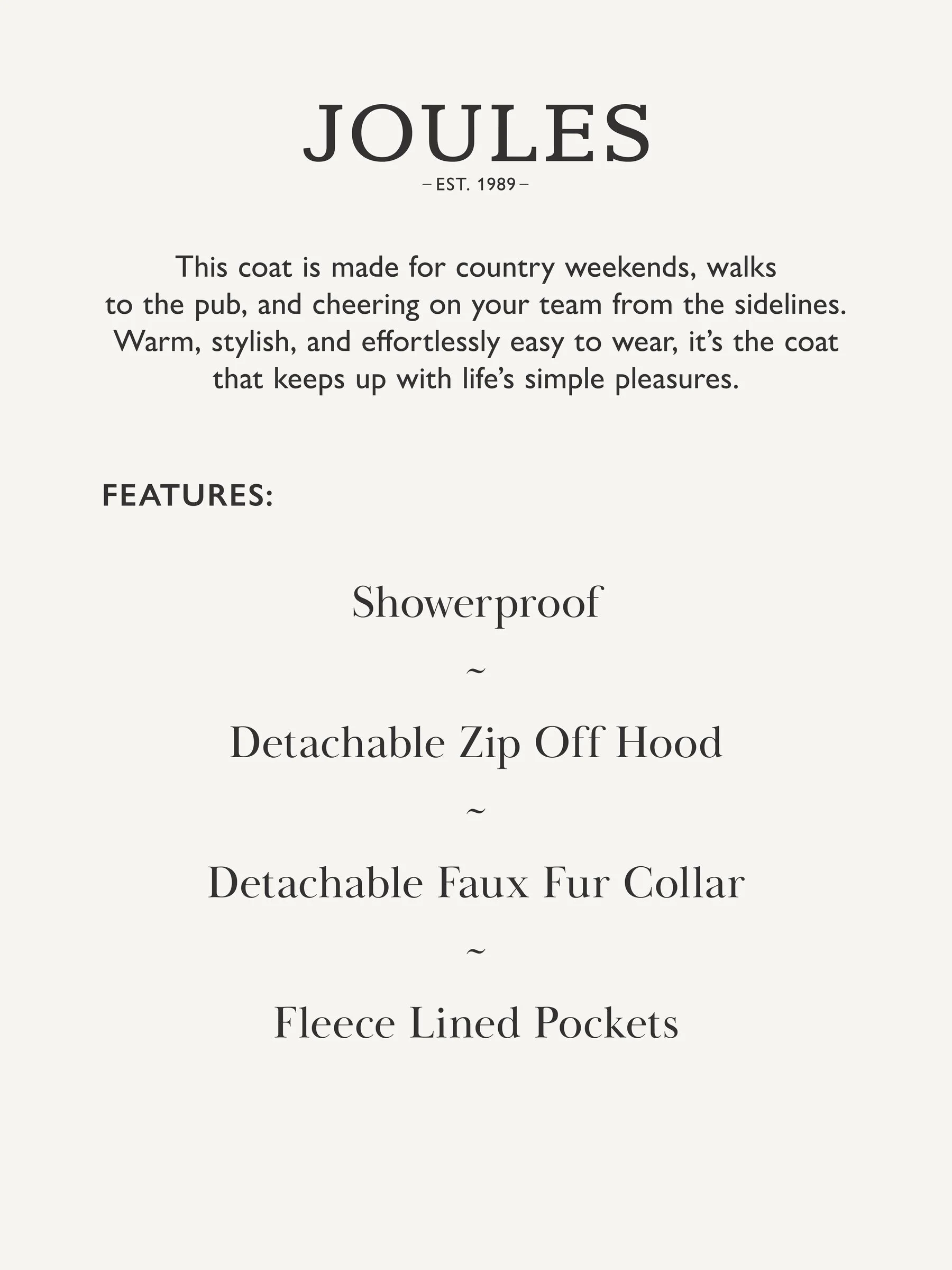 Zwart - Joules Aspen Showerproof Padded Coat with Faux Fur Hood