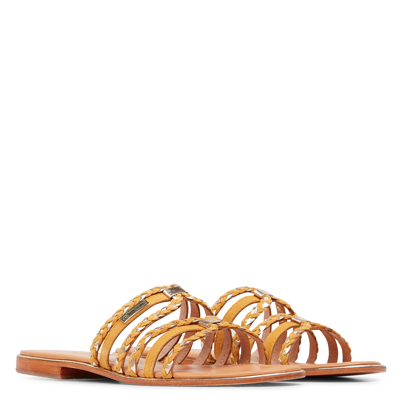 HARIA - Mules plates en croûte de cuir| Jaune