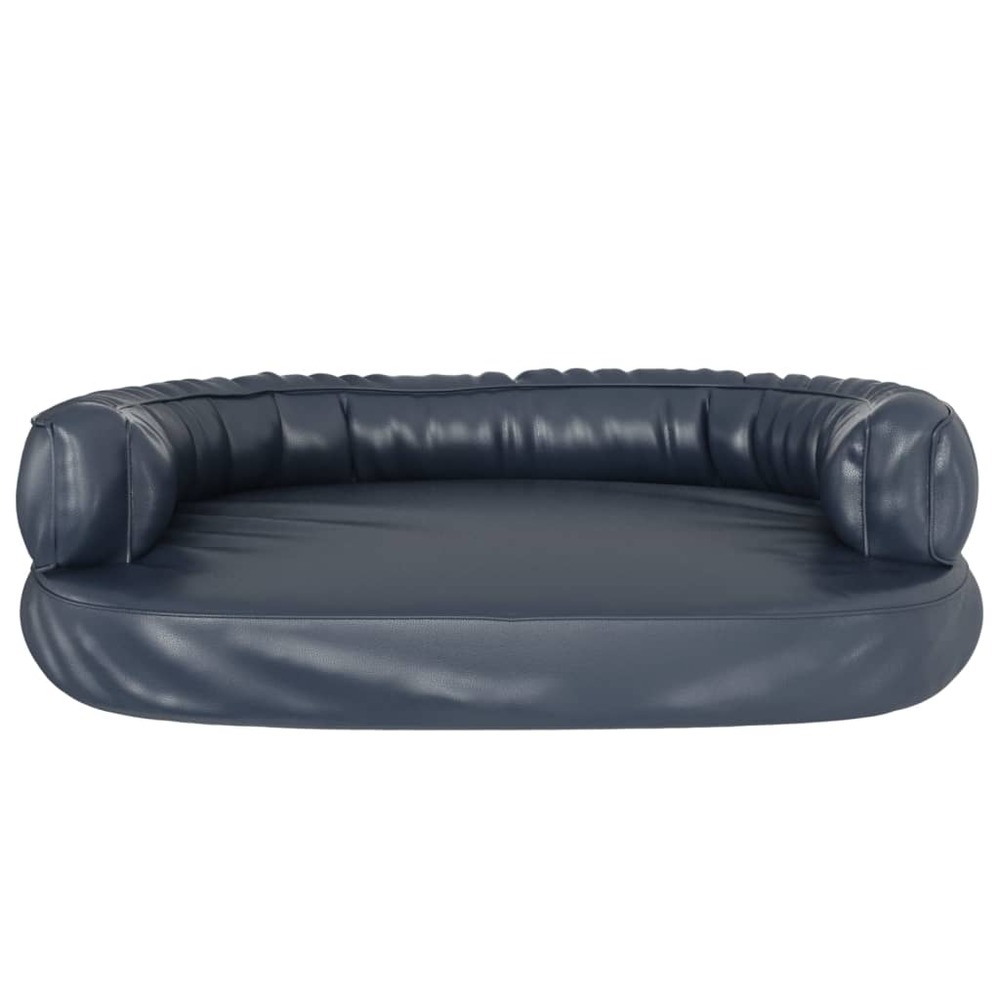 Lit pour chien ergonomique mousse bleu foncé 88x65cm similicuir
