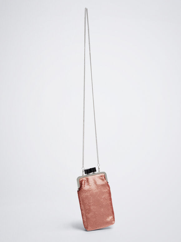 Bolsa para celular com lantejoulas - Rosa