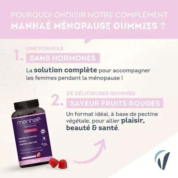Manhaé Menopausa - Ondas de calor, fadiga - Pólen orgânico - 60 gomas