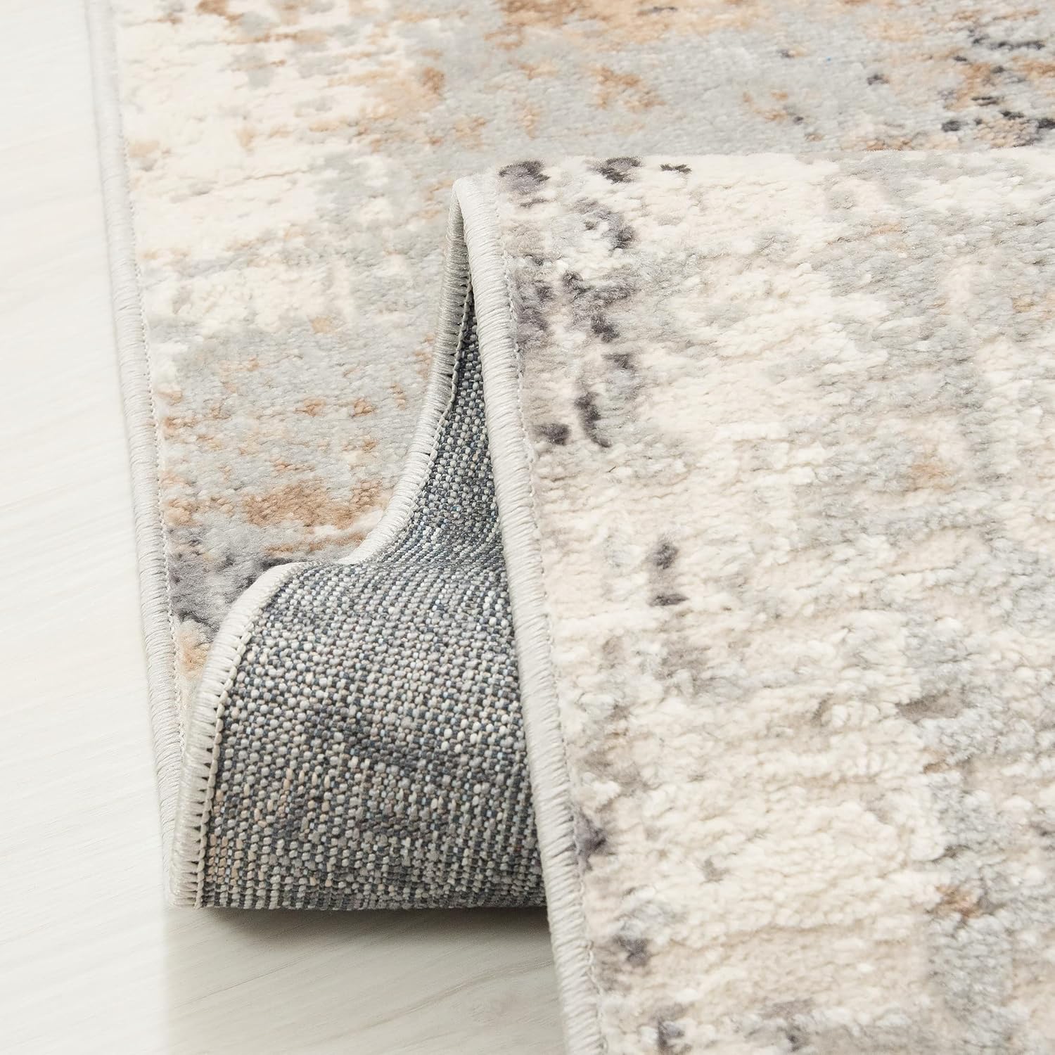 Carpeto Rugs Abstraktes Vintage Designer Teppich - Kurzflor - Weich Teppich für Wohnzimmer, Schlafzimmer, Esszimmer - ÖKO-TEX Wohnzimmerteppich - Teppiche - Beige Grau 1-200 x 300 cm