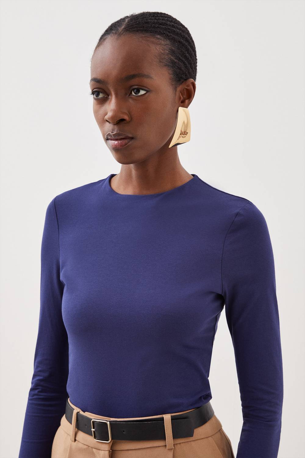 KarenMillen Haut À Manches Longues Col Rond En Coton Stretch