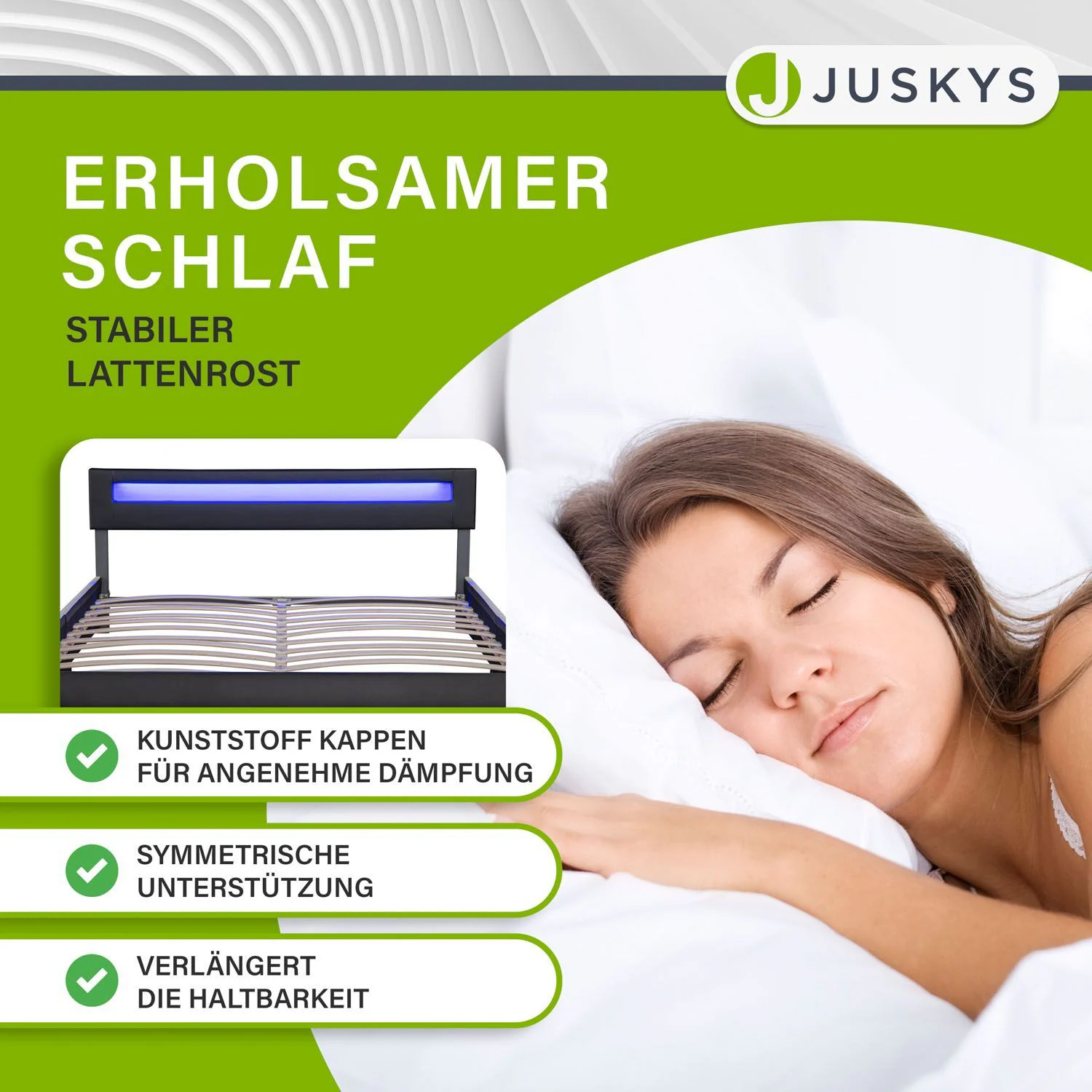 Juskys Polsterbett Sevilla 180 x 200 cm schwarz Doppelbett Ehebett mit Kaltschaummatratze